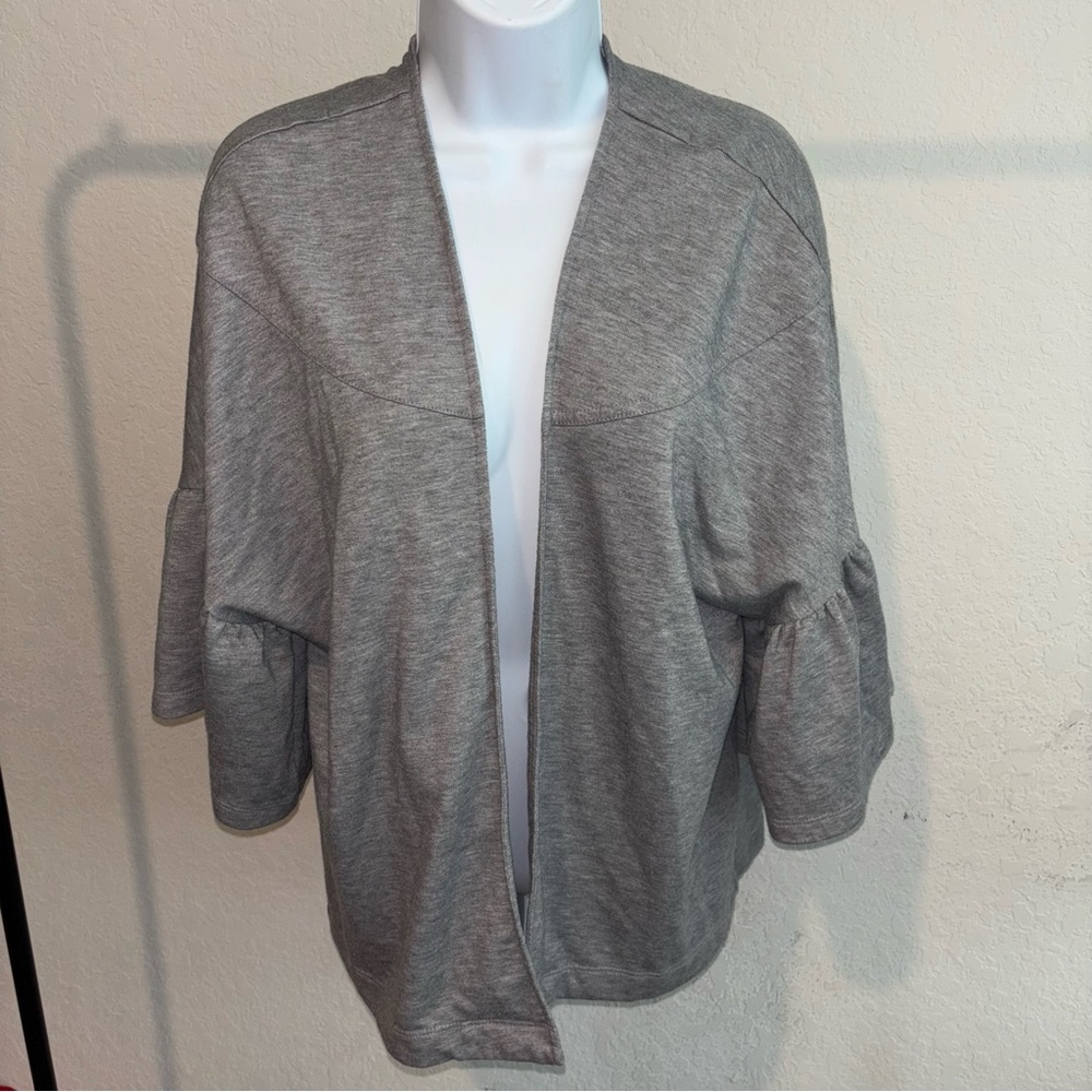 Gray Open Front Cardigan